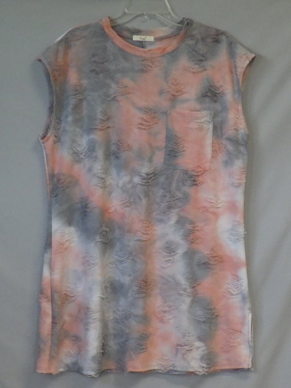Easel Pink and Gray Tie Dye Dress